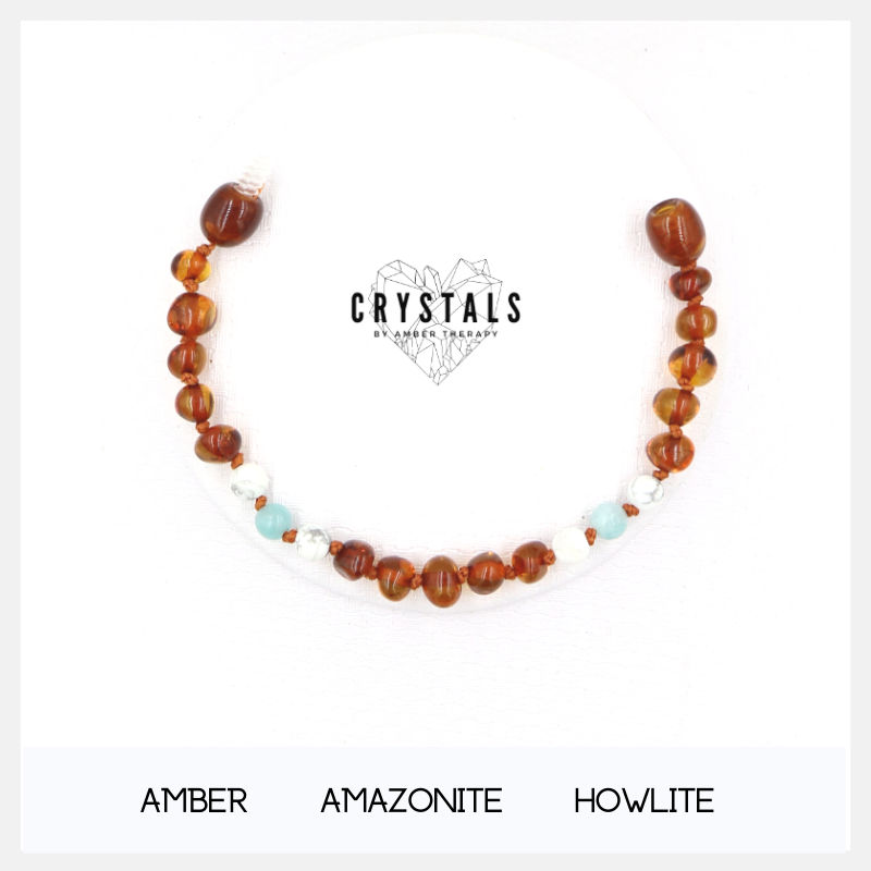 Amber, Amazonite & Howlite Child Bracelet / Anklet