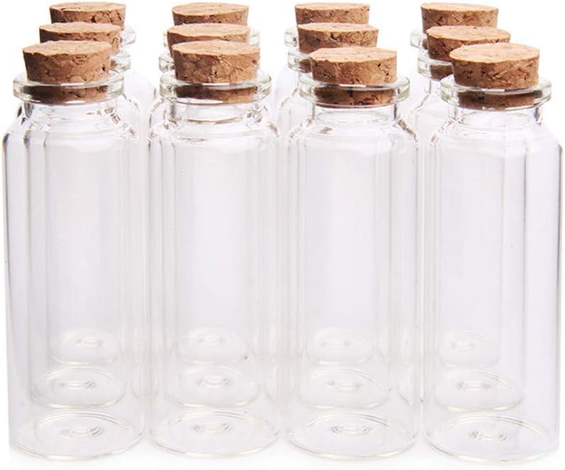 Danmu 40ml Potion Bottles,Glass Bottles with Cork Stopper,Small Glass Jars for Wedding Favors,Halloween Decorations,Baby Shower,Party Favors 12 Pack 1.18" x 3.14"