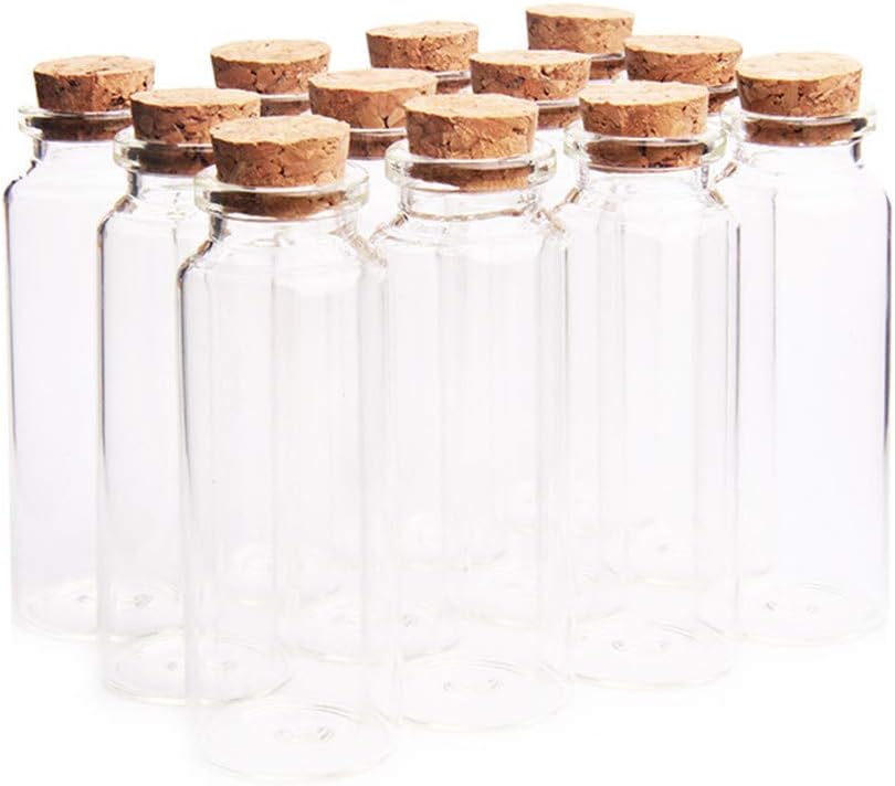 Danmu 40ml Potion Bottles,Glass Bottles with Cork Stopper,Small Glass Jars for Wedding Favors,Halloween Decorations,Baby Shower,Party Favors 12 Pack 1.18" x 3.14"