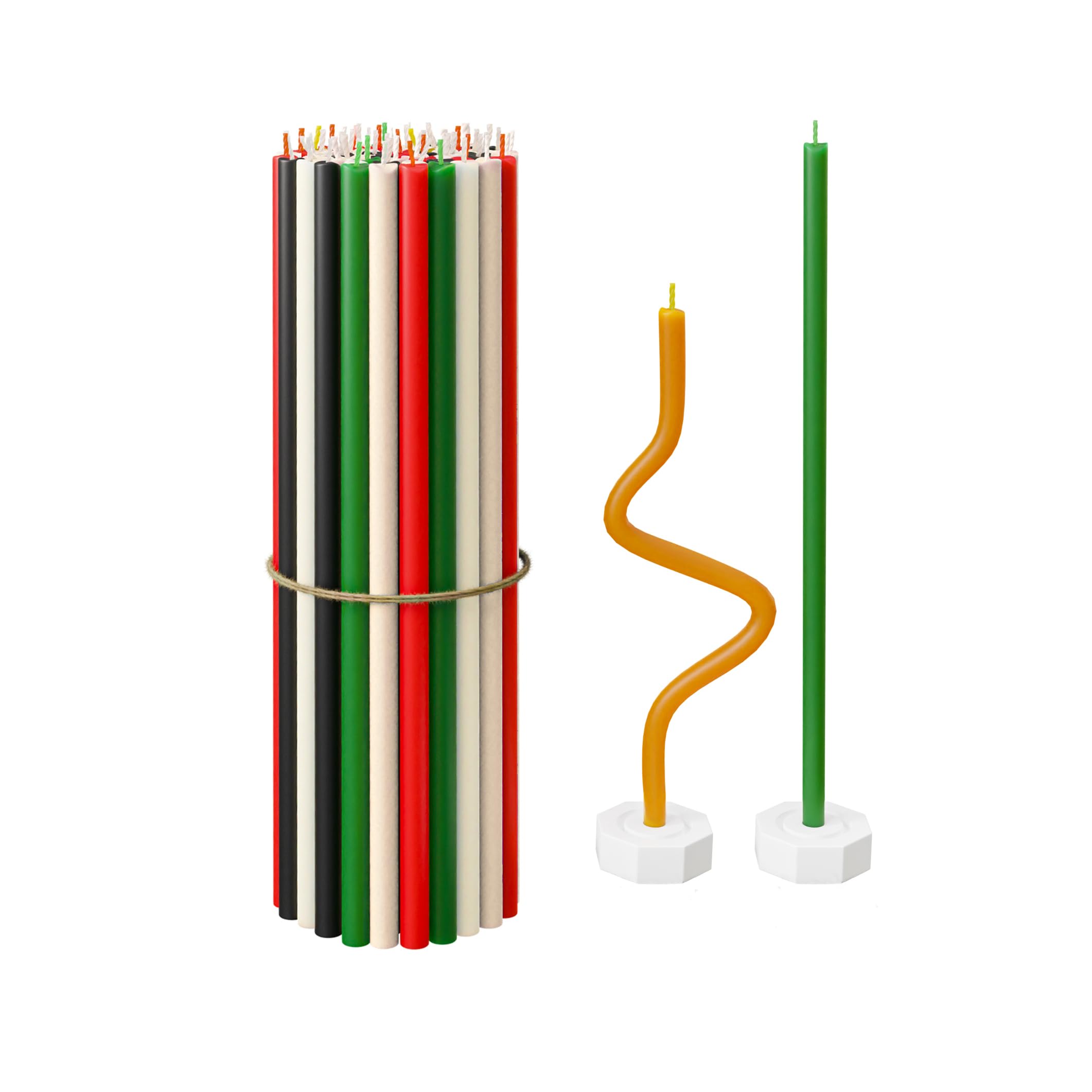 BlueBee Pure Beeswax Candles Bulk for Home - 40pcs Tall Thin Taper Candles + 2 Holders, Honey Scent, Smokeless, Long-Burn, All Natural for Church Prayer, Hanukkah, Birthday Cake, Christmas Advent