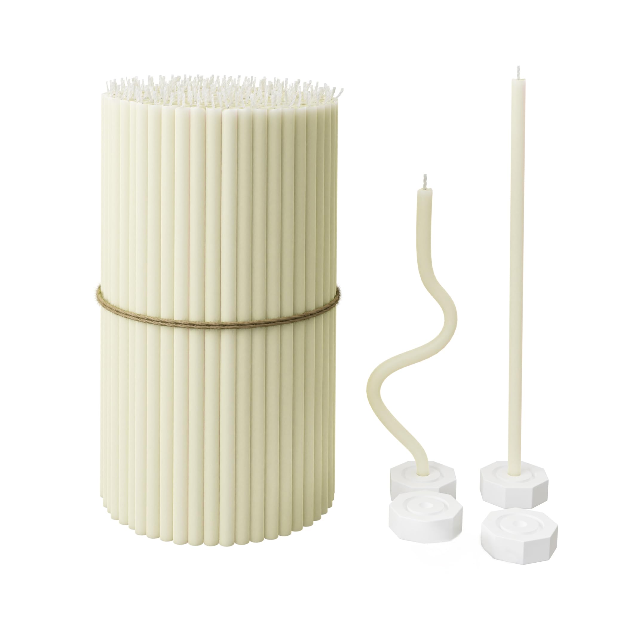 BlueBee Pure Beeswax Candles Bulk for Home - 40pcs Tall Thin Taper Candles + 2 Holders, Honey Scent, Smokeless, Long-Burn, All Natural for Church Prayer, Hanukkah, Birthday Cake, Christmas Advent