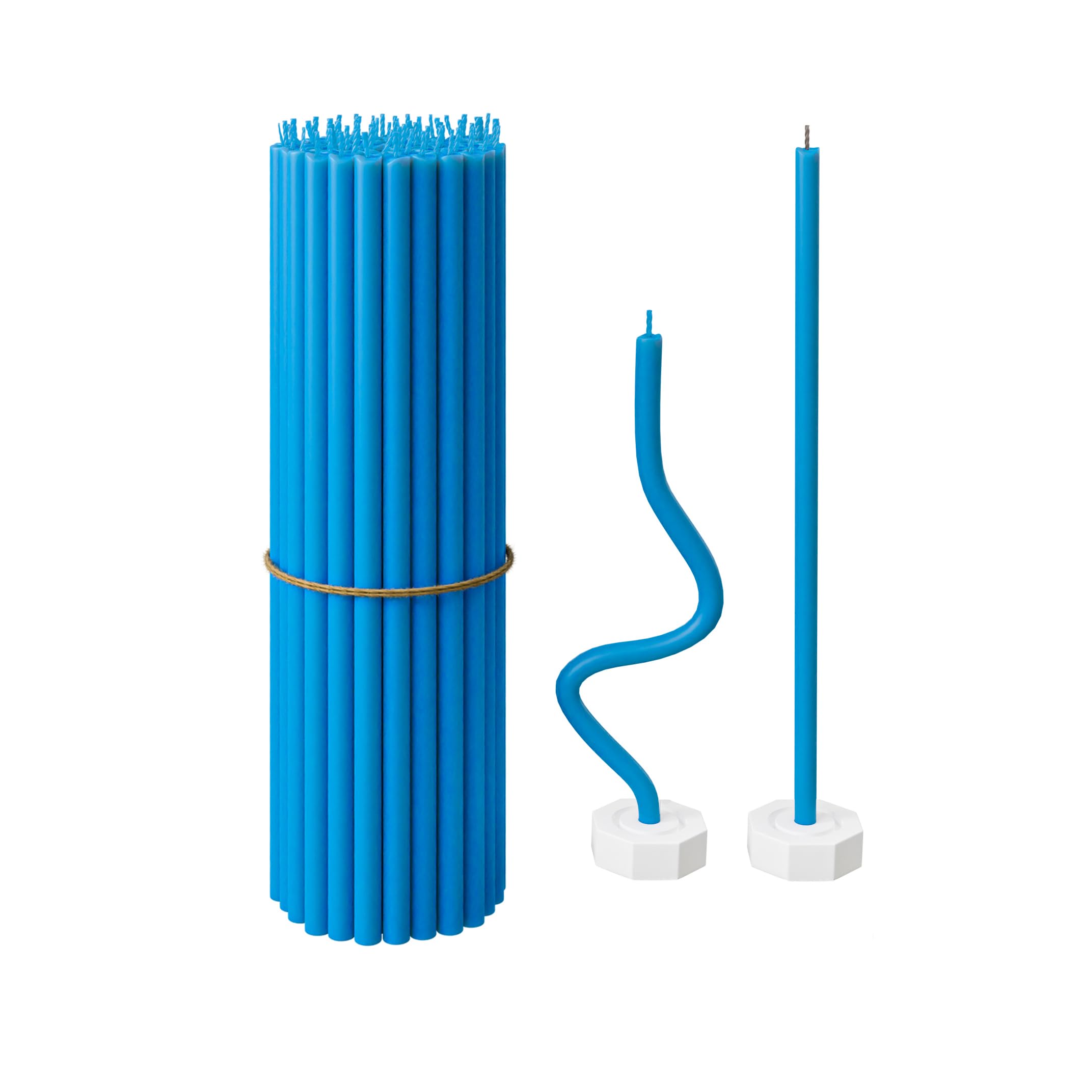 BlueBee Pure Beeswax Candles Bulk for Home - 40pcs Tall Thin Taper Candles + 2 Holders, Honey Scent, Smokeless, Long-Burn, All Natural for Church Prayer, Hanukkah, Birthday Cake, Christmas Advent