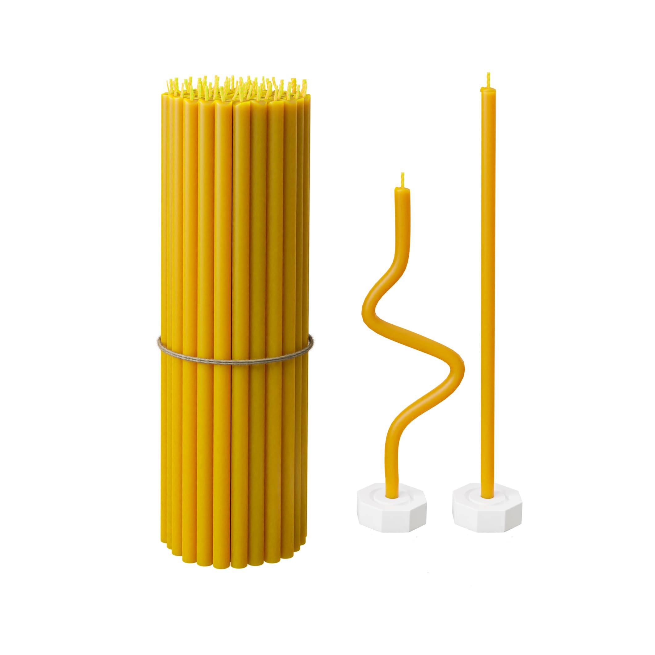 BlueBee Pure Beeswax Candles Bulk for Home - 40pcs Tall Thin Taper Candles + 2 Holders, Honey Scent, Smokeless, Long-Burn, All Natural for Church Prayer, Hanukkah, Birthday Cake, Christmas Advent