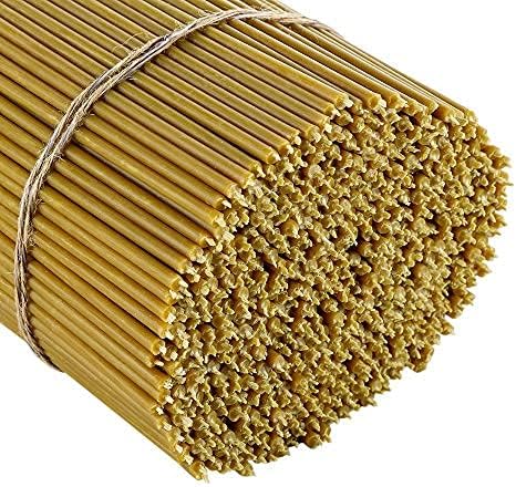 Danilovo Pure Beeswax Candles - Honey-Scented, Decorative Thin Taper Candles - Ideal for Birthday Decoration or Church Prayers - Drip Free, Tall & Smokeless Pack of 50 pcs, 6.3 x 0.2 inch