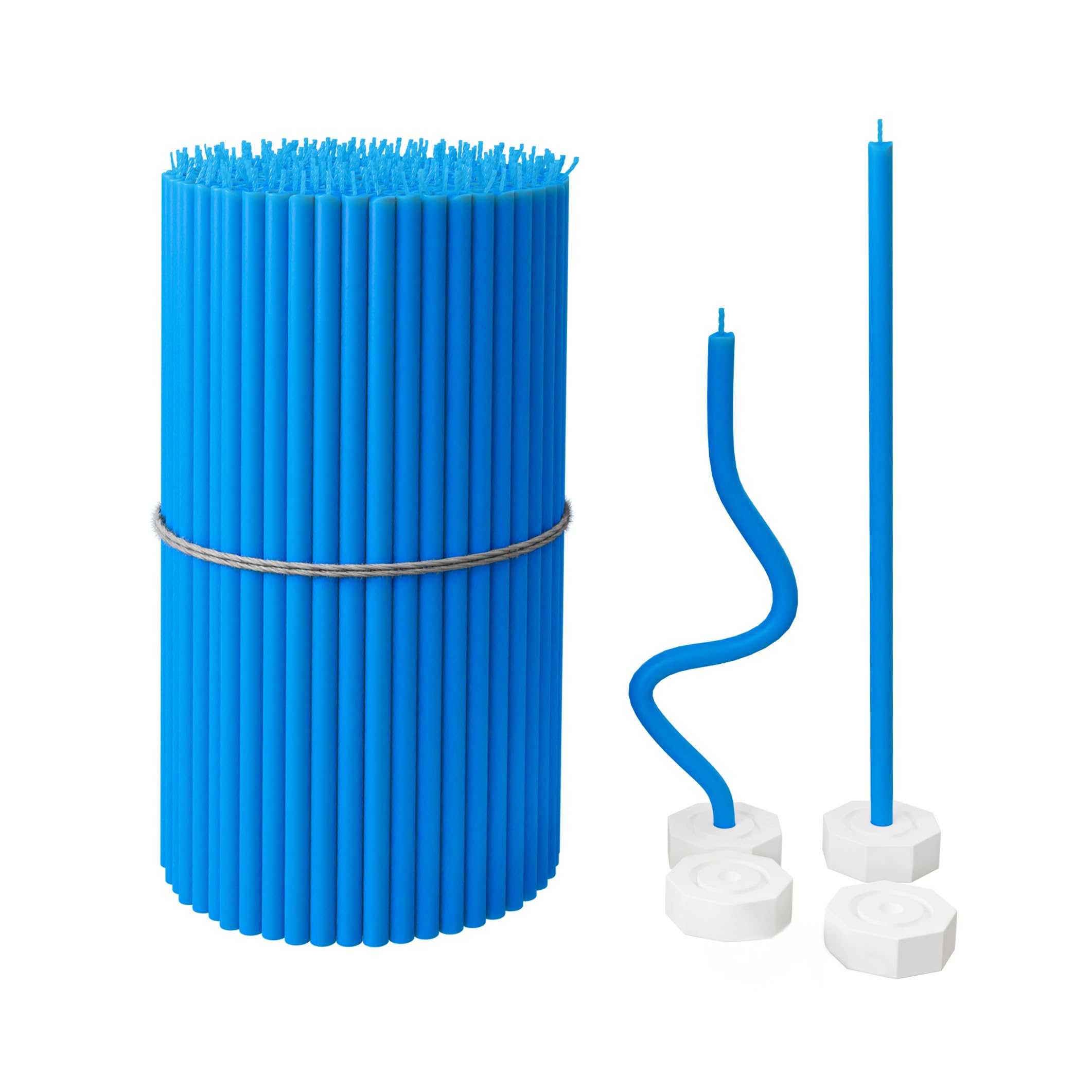 BlueBee Pure Beeswax Candles Bulk for Home - 40pcs Tall Thin Taper Candles + 2 Holders, Honey Scent, Smokeless, Long-Burn, All Natural for Church Prayer, Hanukkah, Birthday Cake, Christmas Advent