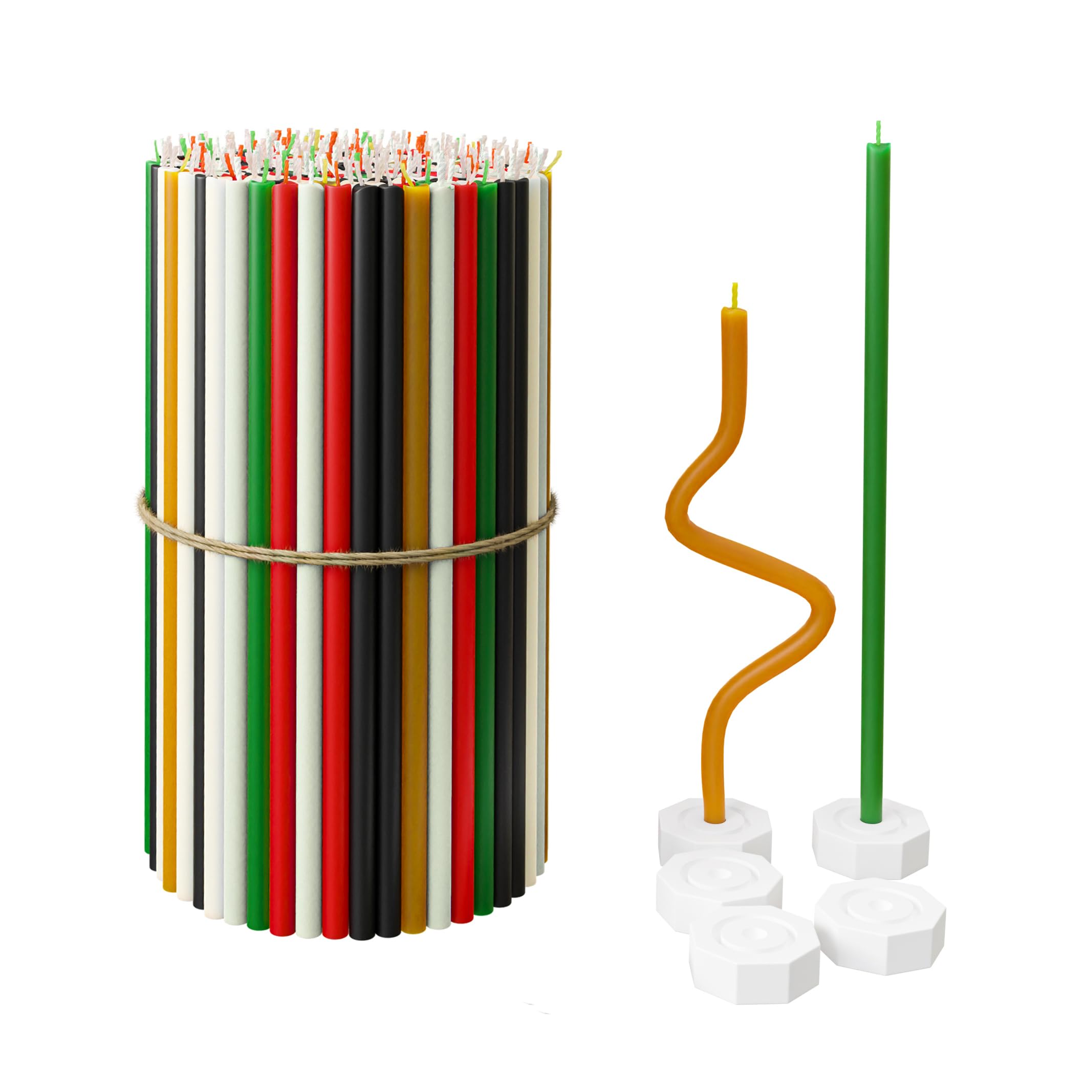 BlueBee Pure Beeswax Candles Bulk for Home - 40pcs Tall Thin Taper Candles + 2 Holders, Honey Scent, Smokeless, Long-Burn, All Natural for Church Prayer, Hanukkah, Birthday Cake, Christmas Advent