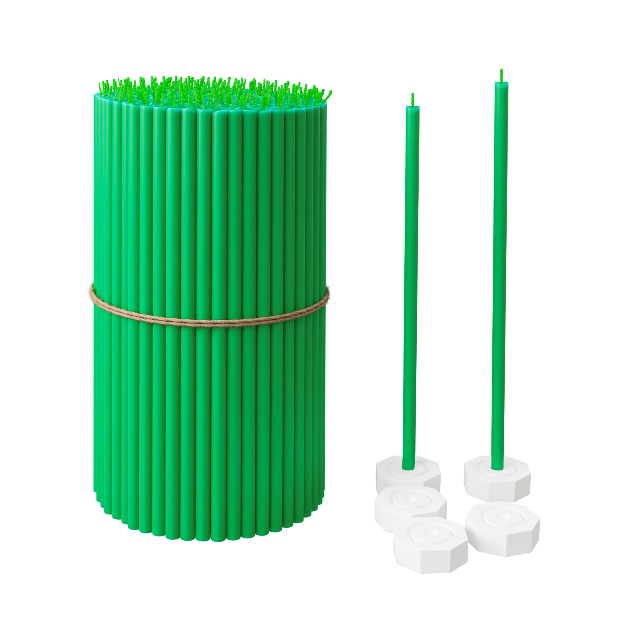 BlueBee Pure Beeswax Candles Bulk for Home - 40pcs Tall Thin Taper Candles + 2 Holders, Honey Scent, Smokeless, Long-Burn, All Natural for Church Prayer, Hanukkah, Birthday Cake, Christmas Advent