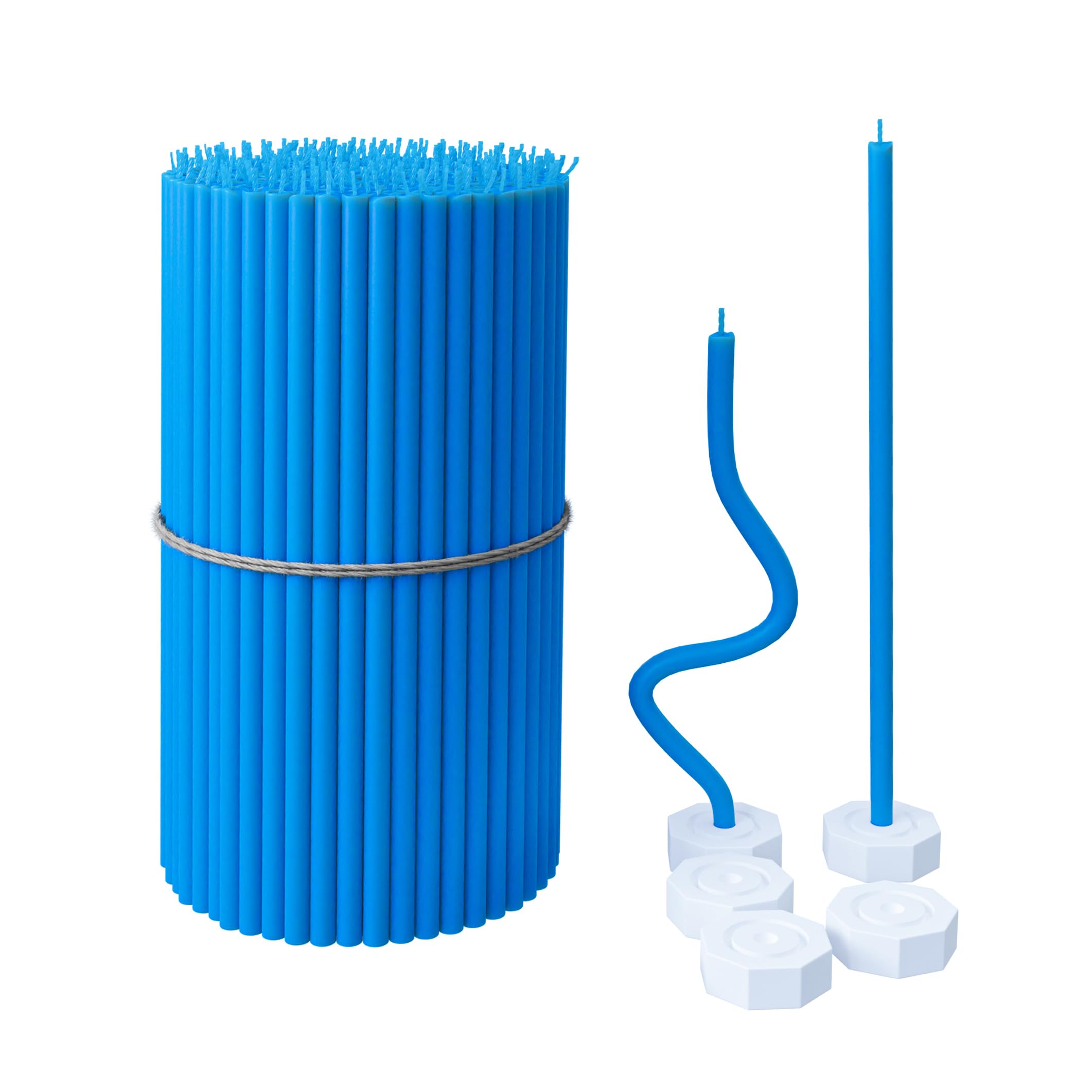 BlueBee Pure Beeswax Candles Bulk for Home - 40pcs Tall Thin Taper Candles + 2 Holders, Honey Scent, Smokeless, Long-Burn, All Natural for Church Prayer, Hanukkah, Birthday Cake, Christmas Advent