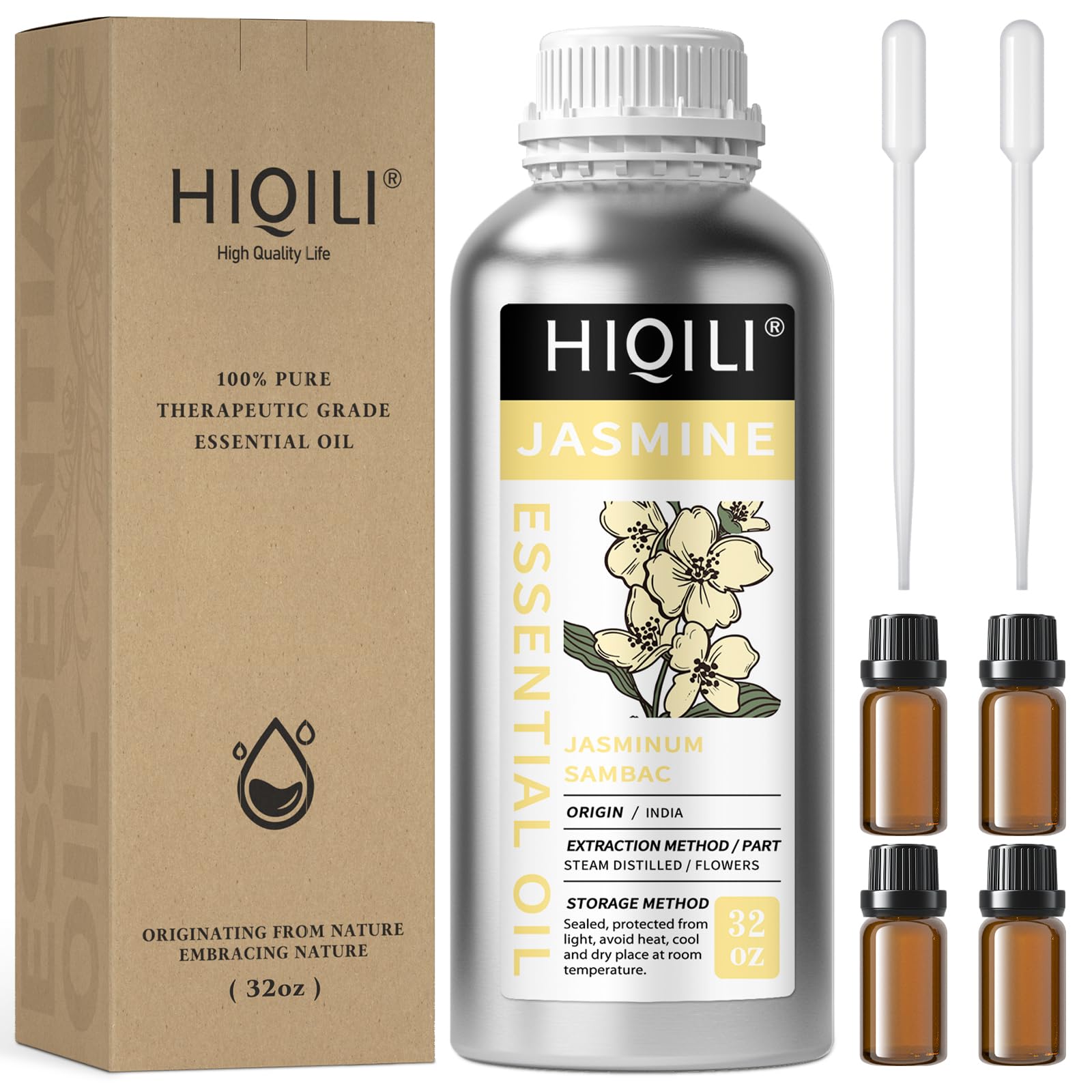 HIQILI Sandalwood Essential Oils 1 Fl Oz, 100% Pure Natural Therapeutic Grade for Skin, Diffuser, Perfume, Candle Soap Making, Includes Premium Quality Glass Dropper