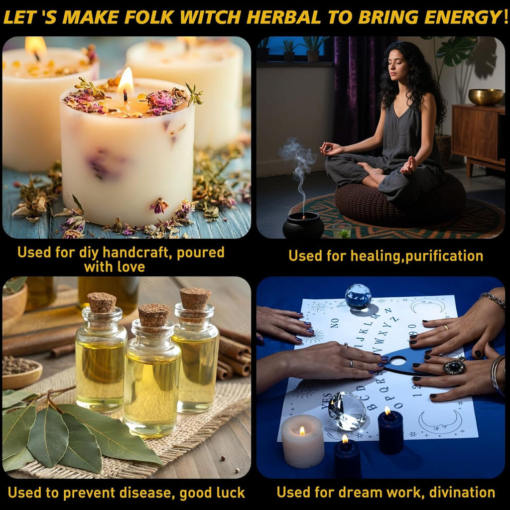 70pack Witchcraft Supplies Herbs Kit, Dried Flowers for Witch Beginner, Bulk Herb Gift Set for Wicca, Pagan, Wiccan Rituals, Magic Spell, Altar Supplies Healing Natural Herbal for Candle Soap Making