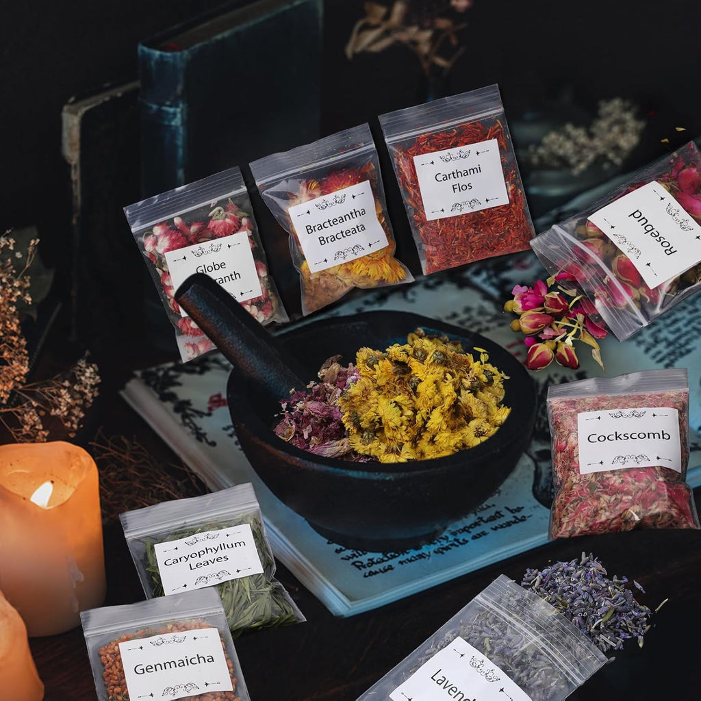 70pack Witchcraft Supplies Herbs Kit, Dried Flowers for Witch Beginner, Bulk Herb Gift Set for Wicca, Pagan, Wiccan Rituals, Magic Spell, Altar Supplies Healing Natural Herbal for Candle Soap Making