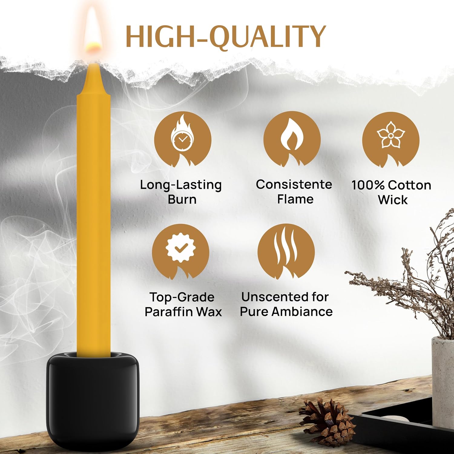 WYSPELL 36 Colored Spell Candles | 5" x 1/2" | Taper Candles Kit for Witchcraft & Decor | 6 Chime Candle Holders | Wiccan Supplies & Candlesticks Set - 20-60 Minutes